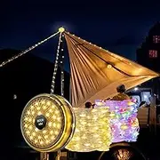 DTOTSFCZF Portable Waterproof Rechargeable Battery Powered Twinkle Outdoor Retractable Fairy Led String Lights for Tents Camping Bedroom House