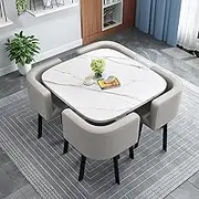 Dining Table Set,Square Small Office Reception Room Club Table and Chair Combination,Negotiation Table,Conference Table, for Reception Room, Living Room, Office, Kitchen (Color : 1, Size : 31.4 in/