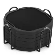 Absorbent Coasters for Drinks with Holder, Black 6 Pack w/ Holder 01. Black