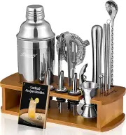 Cocktail Shaker Set Bartender Kit with Stand | Bar Set Drink Mixer Set with All