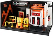 Simulation Garage Repair Workshop 1/24 Car Model Simulation Showcase Model Diecast Model for Tabletop Ornament, with Oil Machine