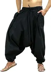 SARJANA HANDICRAFTS Men's Cotton Harem Yoga Baggy Genie Boho Pants