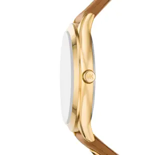 Michael Kors 風采知性皮革時尚腕錶-金X白-MK7465-38mm