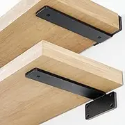 Orbeto Heavy Duty Floating Shelf Bracket (8 inch-6 Pack) with (1/4”-Thick) Metal Black, Holds 160+lb, Powder Coated, Complete Mounting Hardware, Easy Install