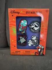 Disney The Nightmare Before Christmas 4 pcs Metal Pins - Zero Jack Sally Oogie