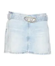 Diesel D-Buckle Belted Denim Mini Skirt 26,28,29 Multicolor