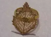 birch leaf ring dipped in 24k yg size 6 tree forest