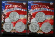 Set of 2 Whitman American Silver Eagle Coin Folder 1 & 2 1986-2021 Album Book