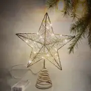Gold Christmas Tree Topper Star, 20 Cm Christmas Tree Wire Star, Tree Topper Dec