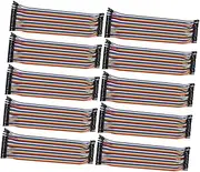 Yardenfun 10Pcs Rainbow Jumper Wire for Breadboard Multicolored Ribbon Cable with Stripped Ends and Right Angled Leads for Computers Instruments and Digital Devices