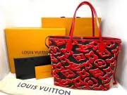 NIB Louis Vuitton LVxUF Black Red Neverfull MM Urs Fischer Box LV Bag Pochette