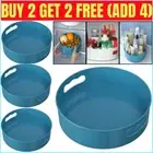 Kitchen Pantry Organizer: Turntable Rotation Storage Rack, Lazy Susan Tray Blue