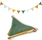 Uorbmaio Triangular Fabric Banner Garland, Brown Yellow, 3m, Perfect for Parties, Weddings, Home Decor