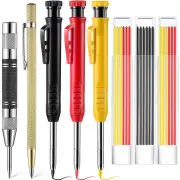 8 Pack Carpenter Pencil Set with Deep Hole Marker Built-in Sharpener and Carbide Scribe Marking Tool for Woodworking Mar