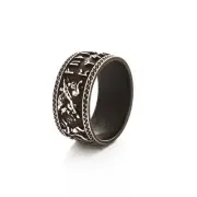 10mm Custom Made, Silver Ring with Norse Runes, Valkyrie Leading Viking Warriors