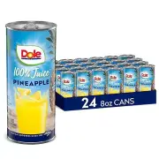 (24 Pack) Dole 100% Natural Pineapple Juice with Vitamin C, Non-GMO, 8 Fl Oz