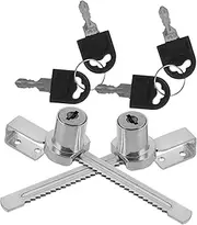 SEWACC 2 Sets Glass Door Lock for Secure Display Cabinets Easy Install Sliding Glass Cabinet Locks for Wardrobes Bookcases