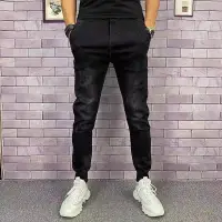 在飛比找蝦皮購物優惠-☆黑色 石洗刷白 JOGGER PANTS 縮口褲 束腳褲 