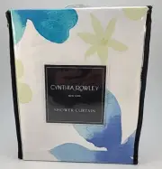 Cynthia Rowley Floating Flower Floral Blue, Green and White Shower Curtain