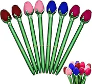 Maydahui 12PCS Colorful Rose Flower Ballpoint Pen Novelty Floral Pens Retractable Metal Pen 4 Colors Black Ink for School Home Office Wedding Birthday