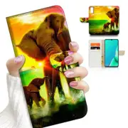 ( For Vivo Y20S ) Wallet Flip Case Cover AJ23576 Elephant Family