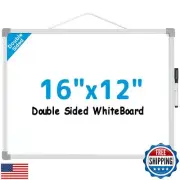 MaxGear Double-Sided Dry Erase Board for Wall, 16"x12" Small Hanging White Bo