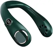 TooToo Rechargeable Portable Leafless Neck Fan Cooler Dual Effect Cooling Neckband USB (Dark Green)