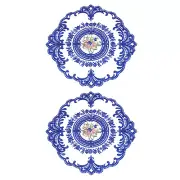 2 Pcs Retro Lace Placemats Crochet Cup Vase Table Mat for Dining Table Dark Blue