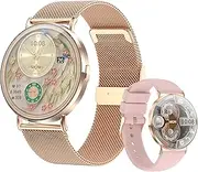 Ultra-Slim Smart Watches for Women(Call/2 Bands/All Metal), 1.32" AMOLED Ultra-Clear Screen Fitness Tracker with SpO2/Heart Rate/Sleep Tracking,Waterproof Smart Watch for iPhone/Samsung/Android