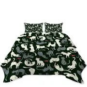 Red Mice and White Grey Cats Coverlet