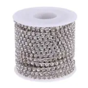 Clear Crystal Rhinestone Cup Chain Trimming 4mm Roll 10 yards - Silver