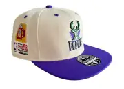 Milwaukee Bucks Mitchell & Ness Hat 7 5/8 Cream Purple 1977 All Star Game Patch