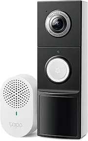 Tapo TP-Link Video Doorbell | Battery or Wired | 180° Ultra-Wide Head-to-Toe View | Ring Call | 2K QHD | Free Package/Person Detection | Local & Cloud Storage | Full Color Night Vision D225