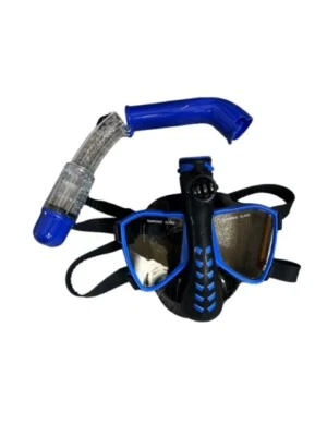Speed Snorkle Mask for swimming. Panoramic Snorkling Mask, Full face, blue.
