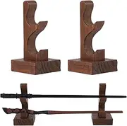 Grhonior 2 Pcs Magic Wand Holder for Collection Solid Wood Display Rack for Magic Wand Wood Magic Wand Display Stand Table Counter Shelf Home Or Office Display (Flame)