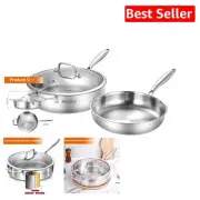 Induction-Compatible Cookware Set - Tri-Ply Design for Even Heating