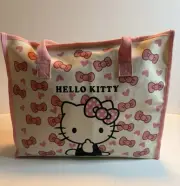 Sanrio Hello Kitty Tote Bag Pink Bow Durable Zip Closure