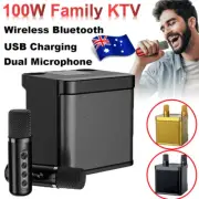 Dual Microphone Karaoke Machine Portable Bluetooth Speaker with 2 Wireless Mic