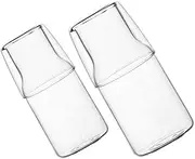 TOPPERFUN 2Sets Multi Function Glass Carafe Cold Water Pot for Home Office High Borosilicate Jug with Matching Cup for Beverages Tea Milk for Parties Picnics