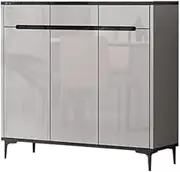 Freestanding Shoe Cabinet with Doors and Drawers for Entrance, Modern Storage Organizer with Adjustable Shelves. Slate Shoe Cupboard