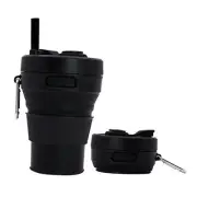 Silicone Coffee Mug Collapsible Cups for Camping Folding Travel 1 Black-450ml