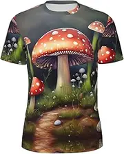 [DRTGEDS] Painting Mushroom Men's T-Shirts Mesh Short Sleeve Undershirt for Shirts in Warm Weather
