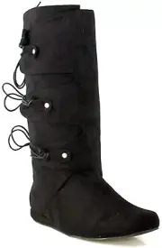 Ellie Black Renaissance Moccasin Peter Pan Halloween Costume Boots 111-THOMAS
