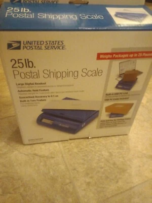 USPS Postal Shipping Scale DS25 Portable Capacity 25 lbs Blue USB Cord