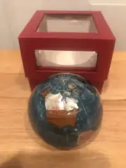 Alexander Kalfano World Globe Paperweight 3” Blue Opalite Gemstone Inlay