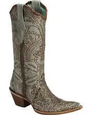 Corral Women's Hand Tooled Turquoise Distressed Cowgirl Boot Pointed Toe - C1060