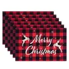 Set of 6 Christmas Placemats Waterproof Snowflake Elk Merry Christmas Table M...