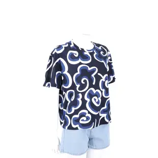 Emporio Armani 幾何圖形印花深藍色棉質短袖TEE T恤