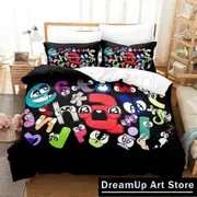 a3301 Bed Sheets Cartoon Alphabet Lore Bedding Set Cute Quilt Cover Bed Cover With Pillowcase Boys Adult3-Piece Bedding Set (1 Duvet Cover + 2 Pillo