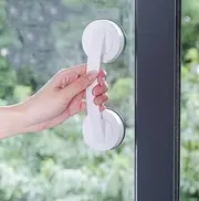 WANLIAN-Powerful Glass Mirror Door Handle, Refrigerator Drawer Bathroom Suction Cup Wall Handrail, Bathtub Shower Handle Kitchen Cabinet Handle (White Large)